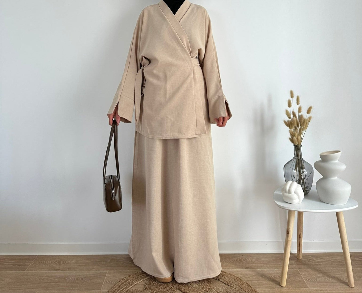 Ensemble Kimono Jupe Japonais Osaka Beige