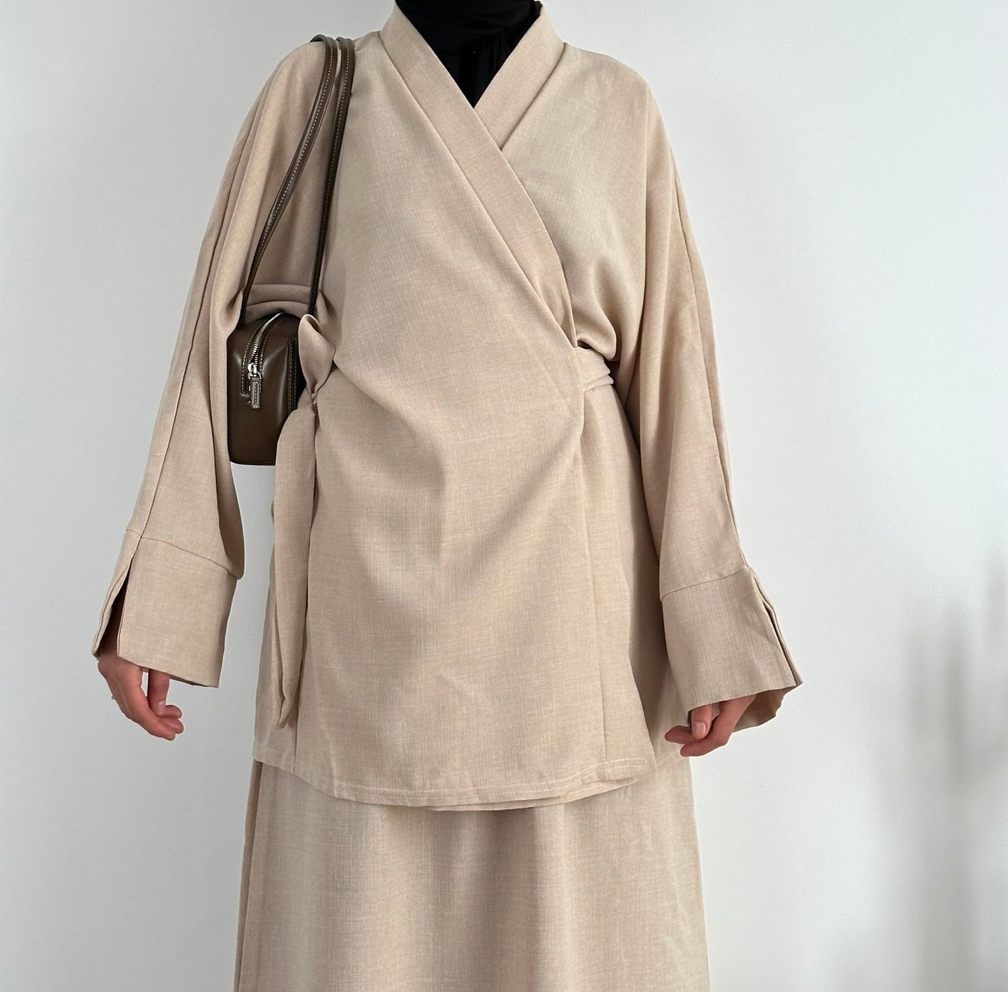 Ensemble Kimono Jupe Japonais Osaka Beige