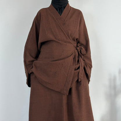 Ensemble Kimono Jupe Japonais Osaka Marron