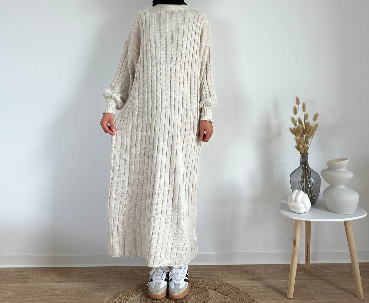 Robe longue en maille Blanc