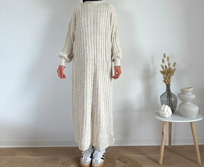 Robe longue en maille Blanc