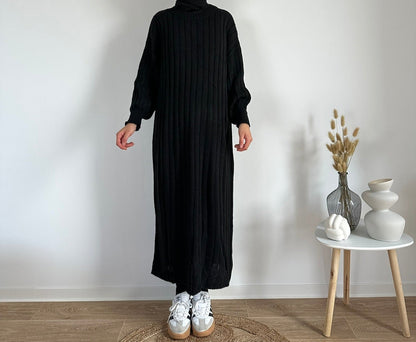 Long knit dress Black