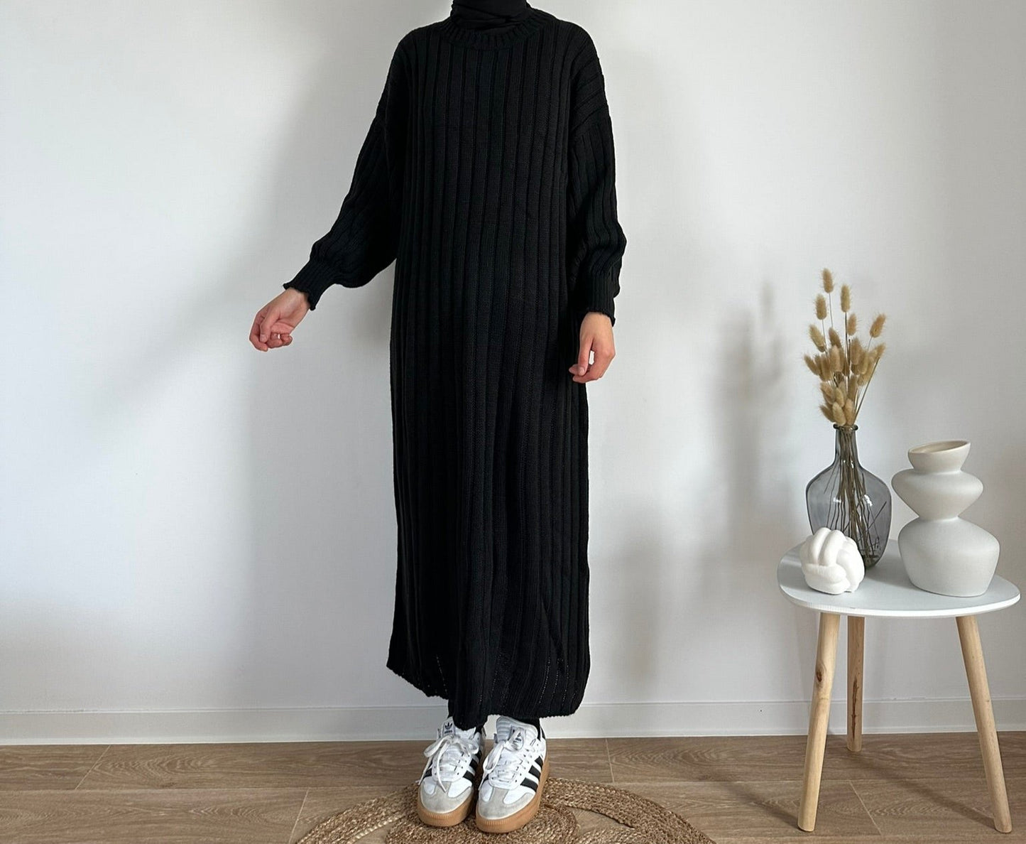 Long knit dress Black