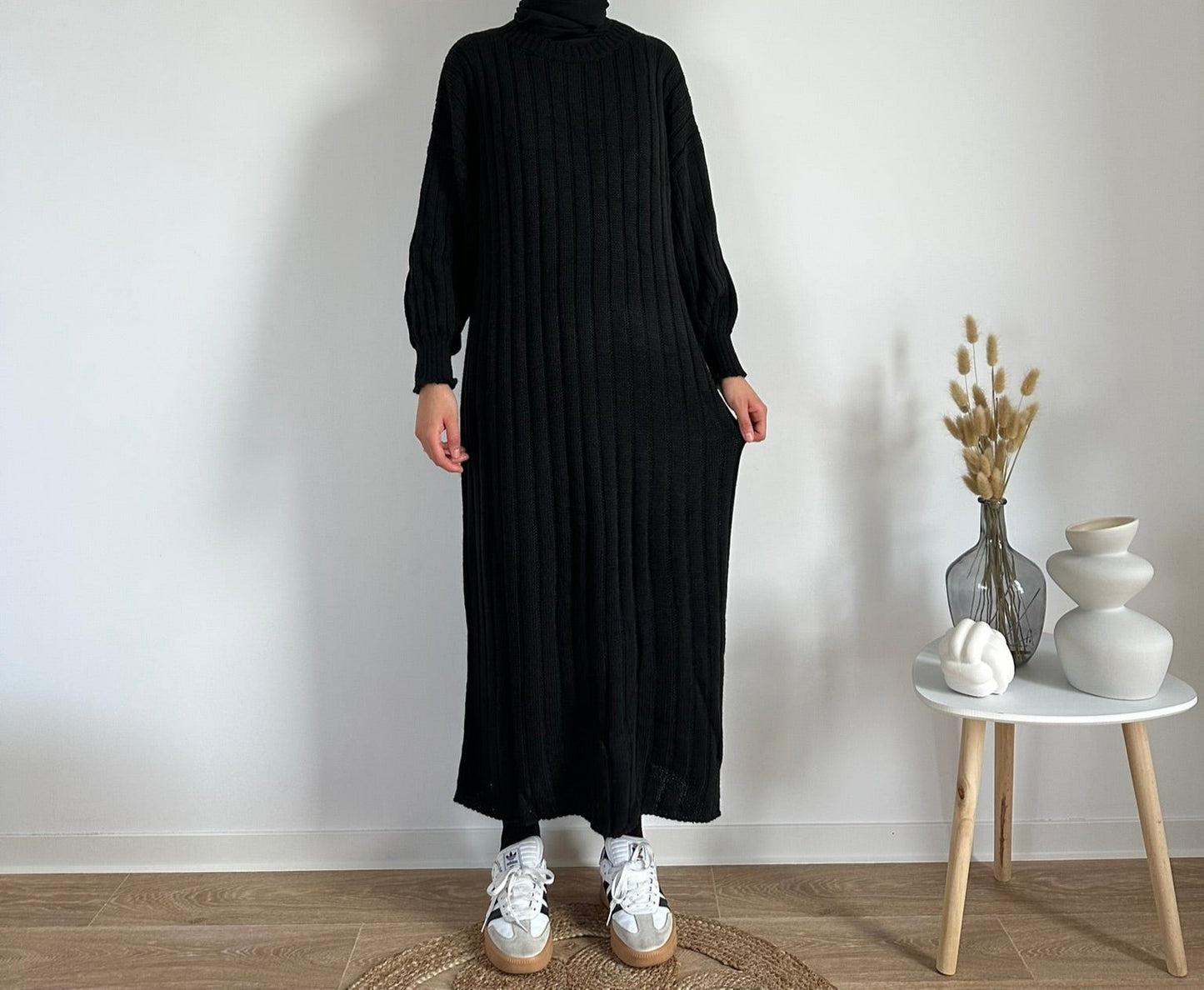 Long knit dress Black