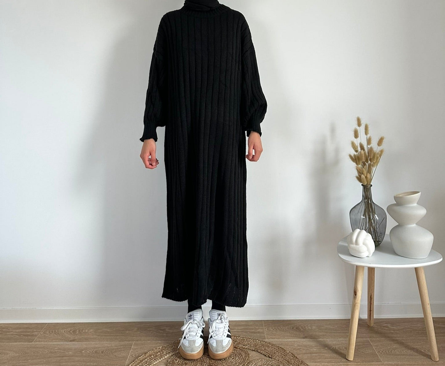 Long knit dress Black