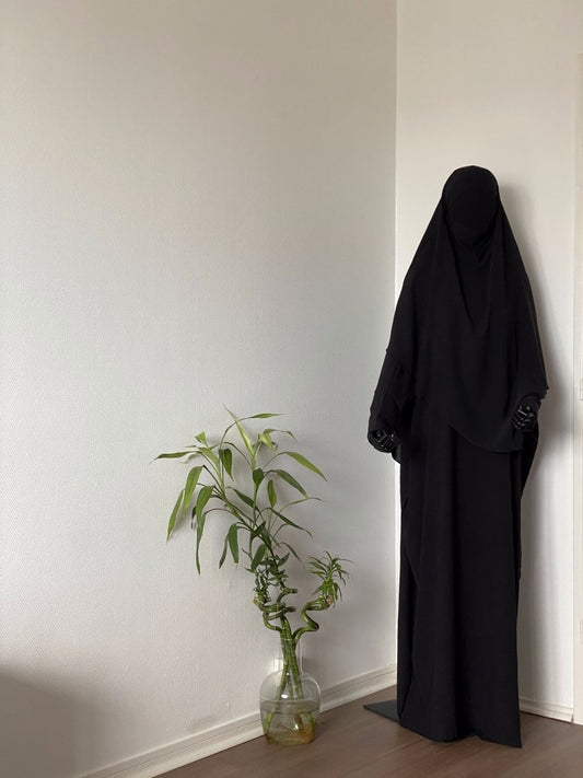 Ensemble Abaya et Khimar en Lin Noir - Al-anbar